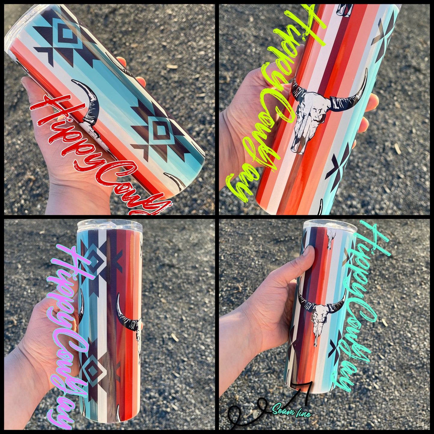 Bull skull serape 20oz skinny tumbler