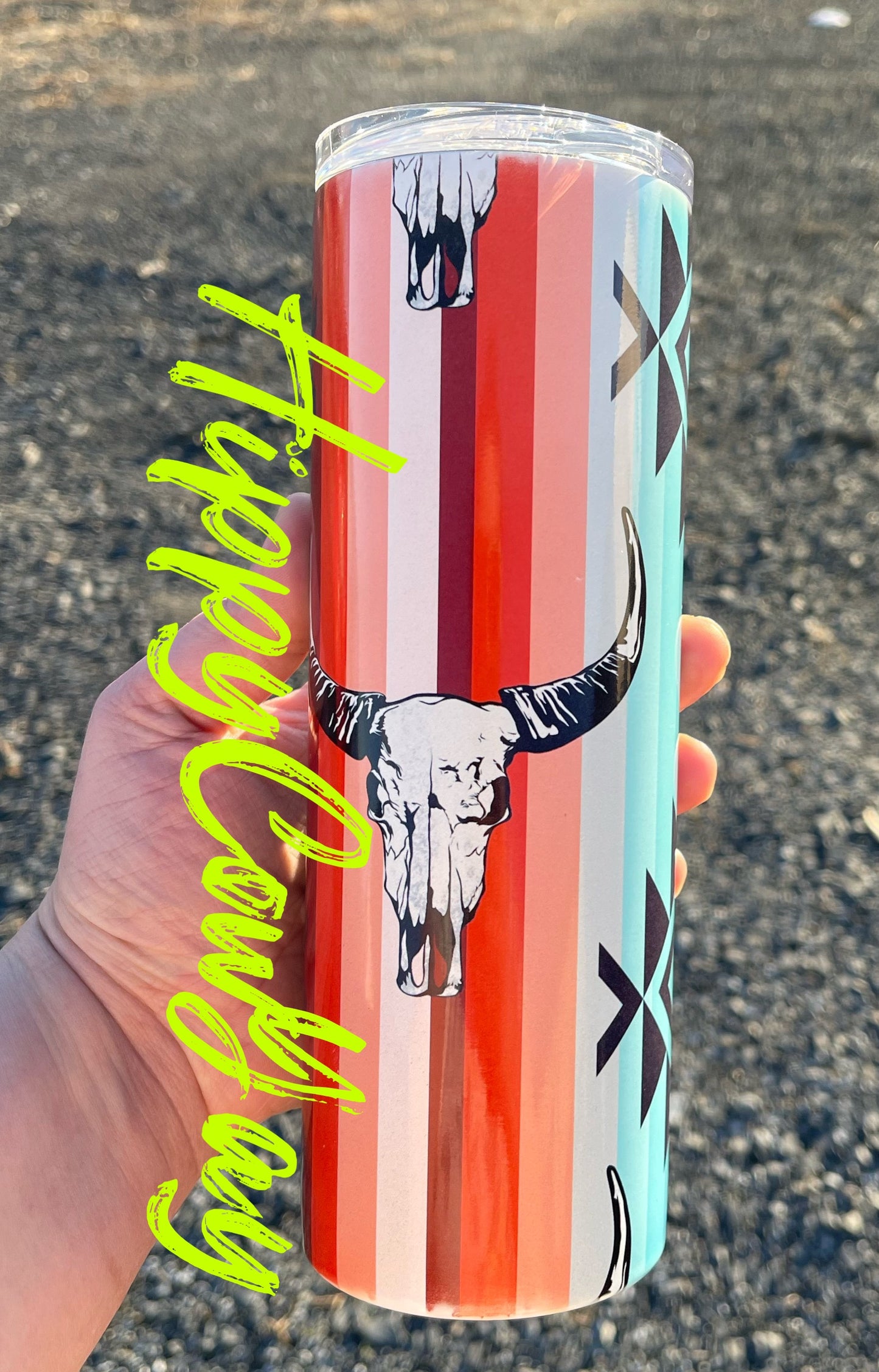 Bull skull serape 20oz skinny tumbler
