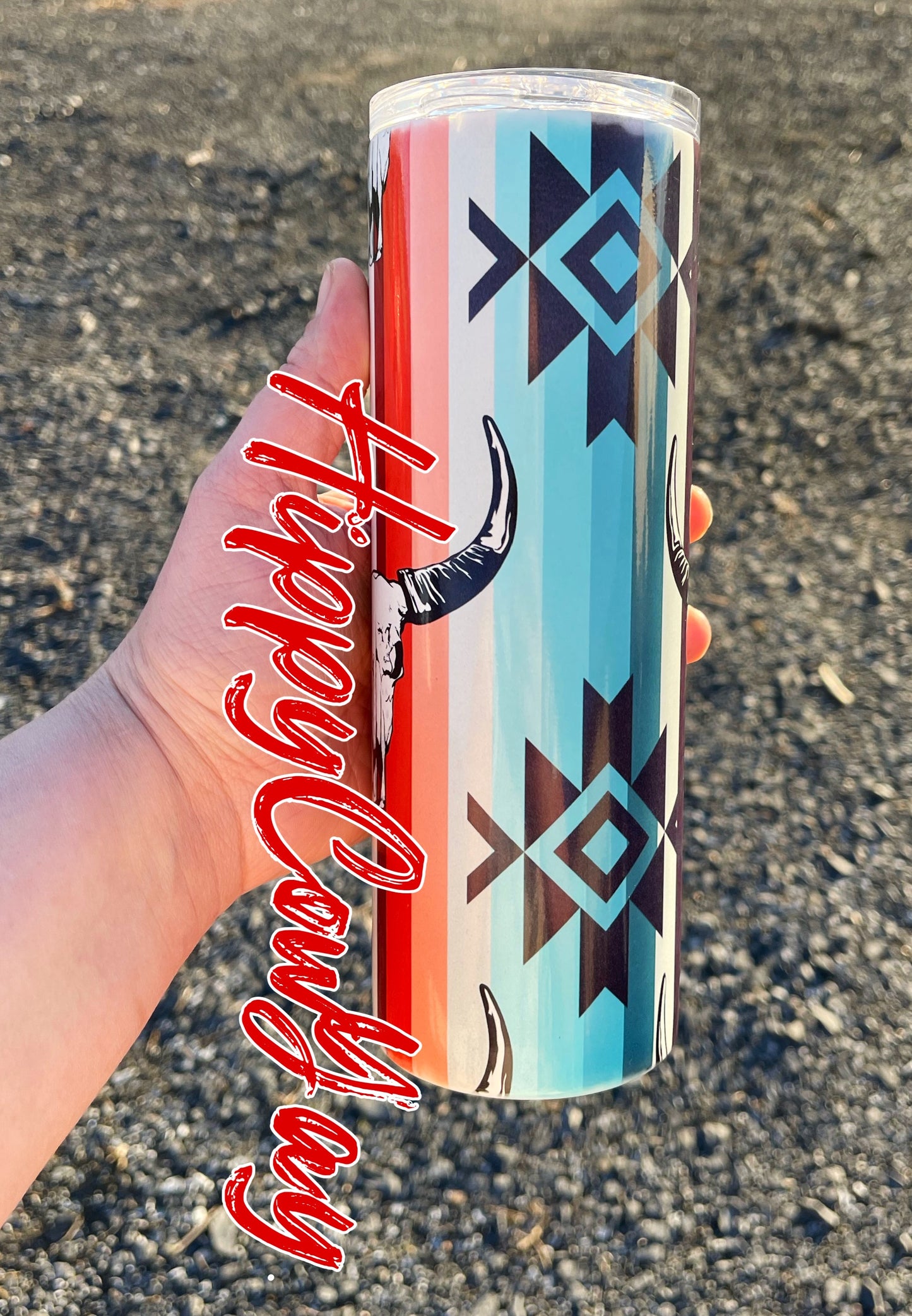 Bull skull serape 20oz skinny tumbler