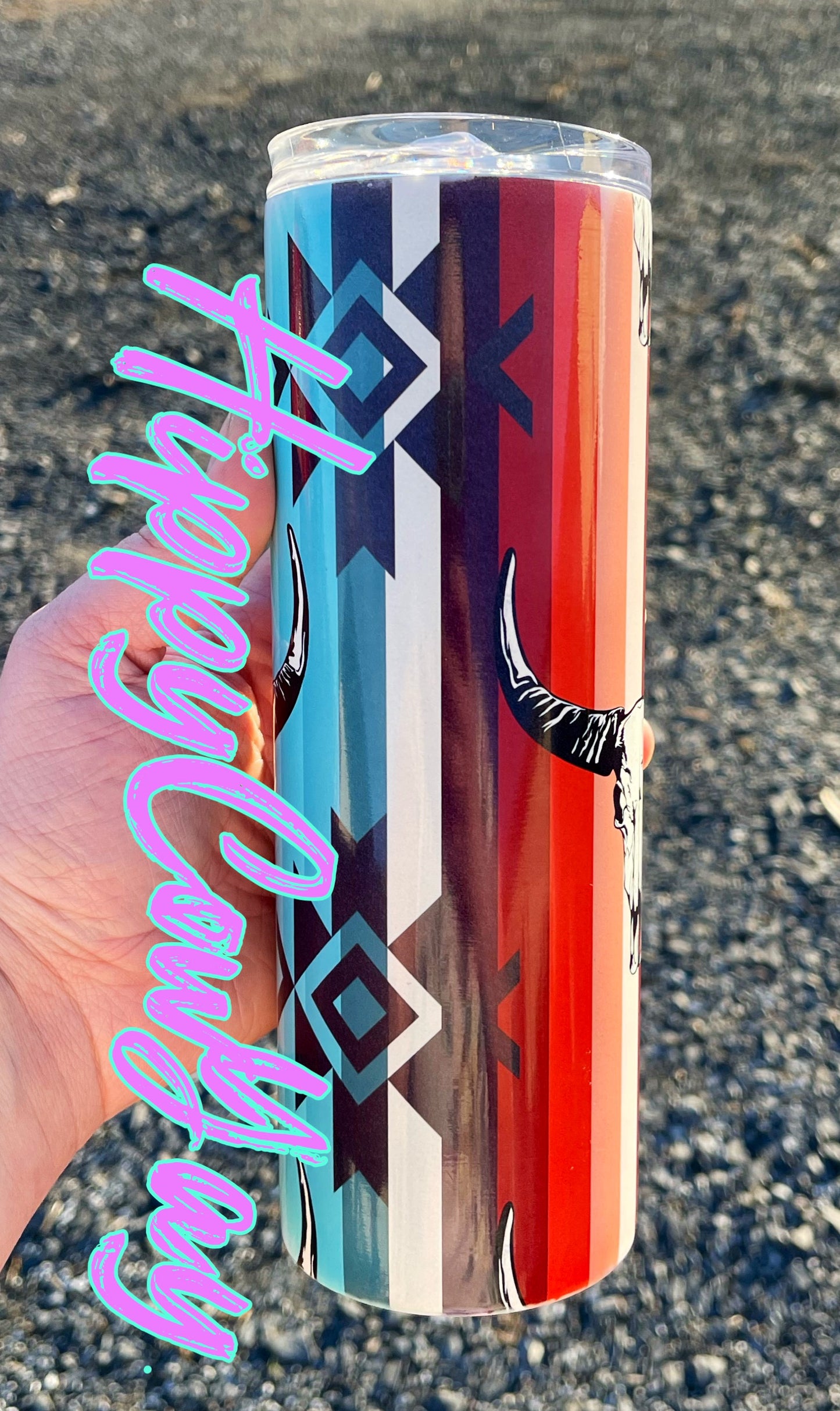 Bull skull serape 20oz skinny tumbler